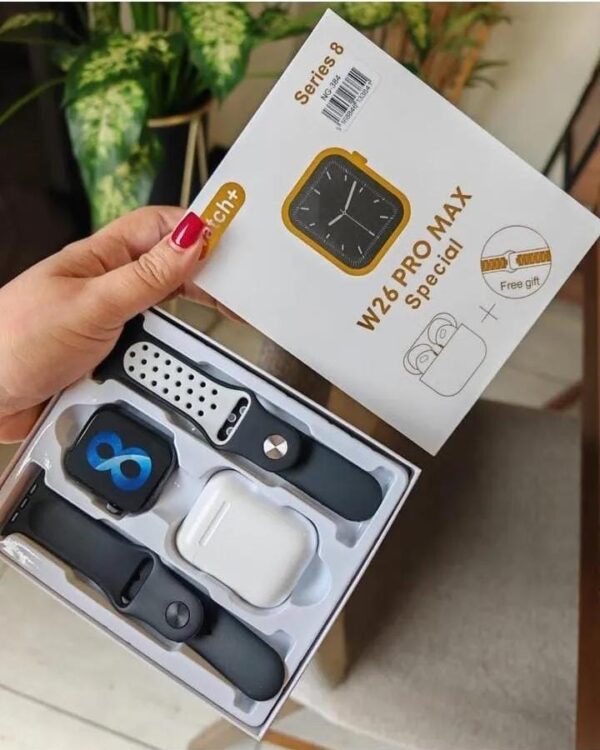 RELOJ SMARTWATCH W26 PRO MAX/ 2 MALLAS + AURICULAR