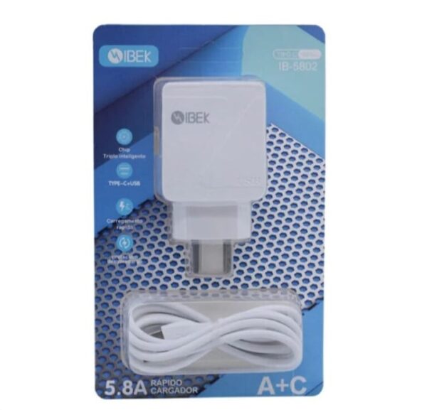 CARGADOR 5.8A TIPO C + USB - IBEK
