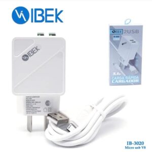 CARGADOR V8 MICRO USB IBEK 3.1A 2 PUERTO USB