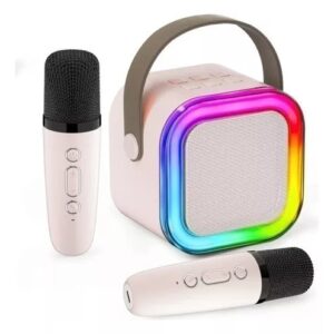 PARLANTE KARAOKE PORTATIL LED + 2 MICROFONOS INALAMBRICOS