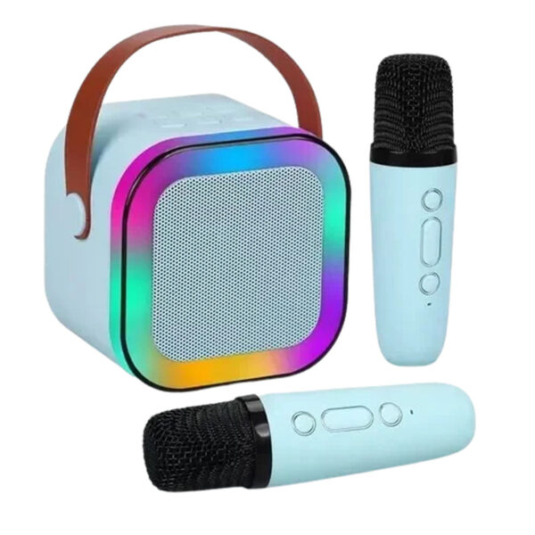 PARLANTE KARAOKE PORTATIL LED + 2 MICROFONOS INALAMBRICOS - Imagen 2